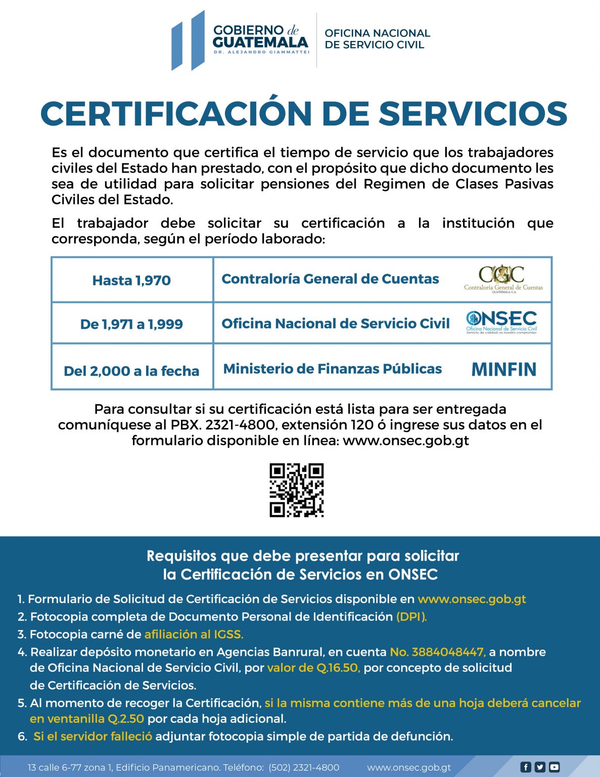 Certificación de Servicios Oficina Nacional de Servicio Civil